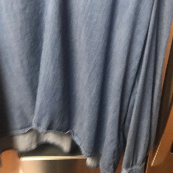 AnyBody Denim Blue V-Neck Relaxed Blouse - Picture 9 of 16